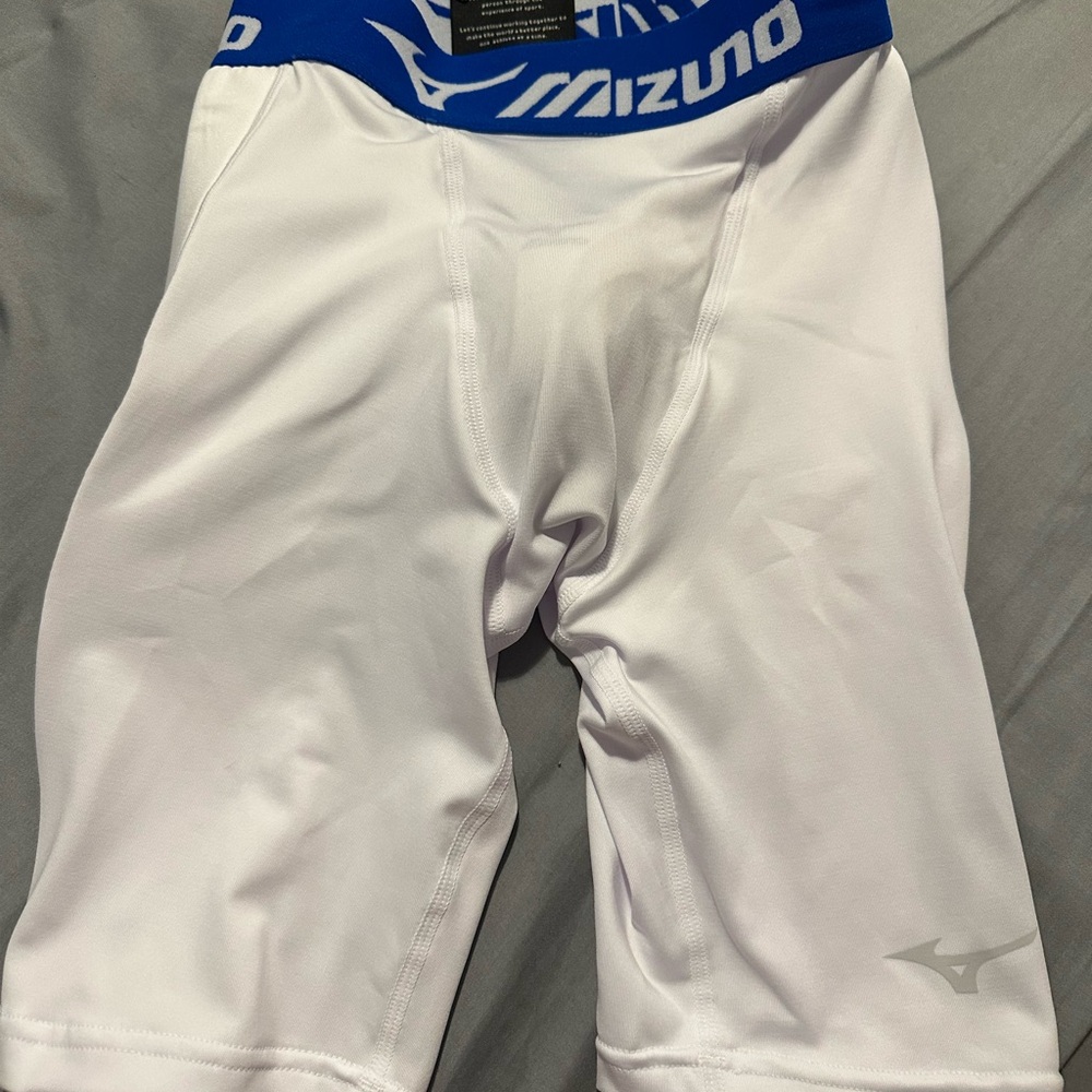Mizuno White Baseball Compression Sliding Shorts - Youth Large, L - with Cup